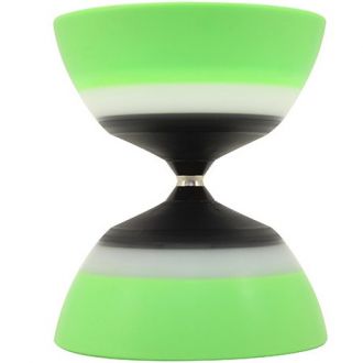 Diabolo à roulement à bille équipé de 5 roulements de couleur vert.