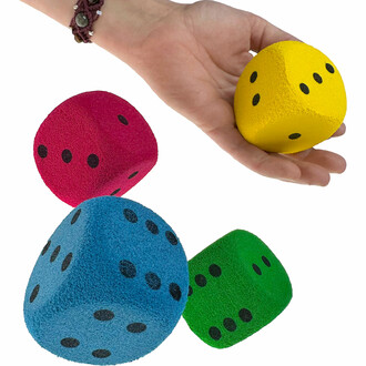 Numbered foam dice are perfect for math learning and group games.