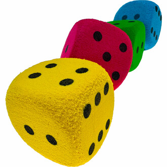 Foam dice can be used for primary school math activities.
