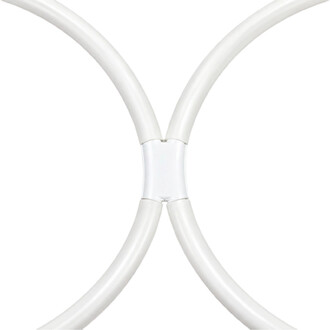 Anneaux de jonglerie blancs 8-Rings Play en plastique semi-transparent, détail du connecteur central réunissant quatre cercles en croix.