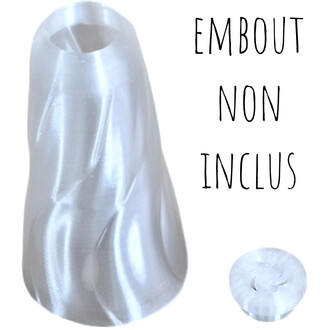 Adaptateur Vision pour Pod Flowtoys: pièce conique argentée et petite rondelle circulaire, embout non inclus.