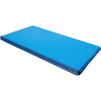 Matelas de jonglerie de couleur bleu mesurant 2 mètres sur 2 mètres, conçu pour des activités de jonglage et d'entraînement, avec des bords renforcés pour une meilleure durabilité.