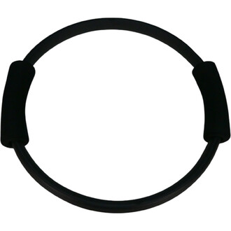 Anneau de Pilates Sarneige, en forme circulaire, de couleur noire avec des poignées en mousse sur les côtés pour un confort optimal.