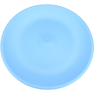 Assiette chinoise ND Jester de couleur bleue, vue de dessus, avec une surface lisse et un petit point central.