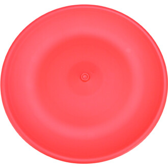 Assiette chinoise ND Jester de Niels Duinker, vue de dessus, de couleur rouge avec une surface lisse et un léger creux au centre.