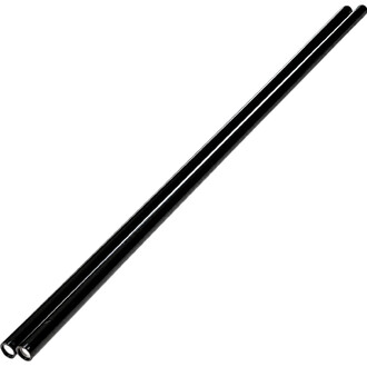 Paire de baguettes noires brillantes pour Bâton du Diable Gora, avec extrémités argentées, posées en diagonale sur fond blanc.