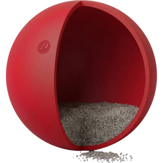 Open red Russian SRX juggling ball showing the sand filling inside with the Play logo on the shell