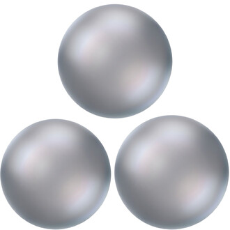 Gros plan sur quatre balles de jonglage argentées à finition satinée sur fond blanc, édition limitée.