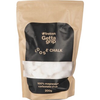 Sachet de magnésie Getta Grip 200 g, carbonate de magnésium, emballage kraft avec étiquette noire et logo FireToys.