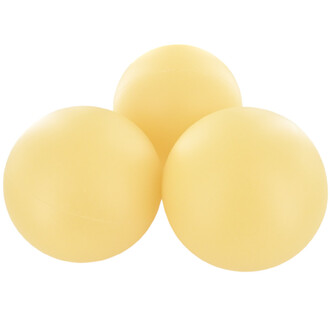 Trois balles de jonglage Éozoé de 100 mm phosphorescentes, couleur jaune pâle.