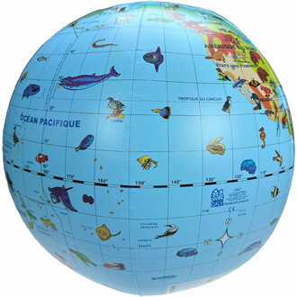 Stimuleer de nieuwsgierigheid van kinderen met deze educatieve wereldbol van 50 cm met 270 dieren uit de hele wereld.