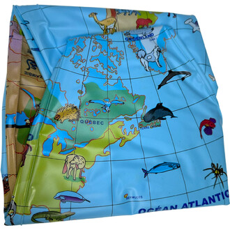 Descubra os animais do mundo graças a este divertido e educativo globo inflável de 50 cm de diâmetro.