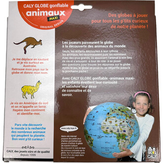 O balão Caly Animal Globe: um globo colorido e interativo para apresentar às crianças as espécies animais e seu ambiente.