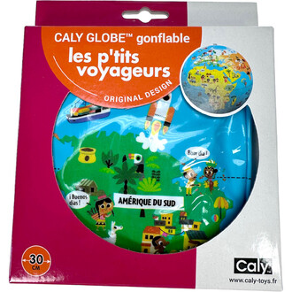 P'tits Voyageurs globeballon - 30 cm gefotografeerd in de verpakking