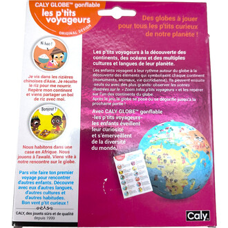 Back of the P'tits voyageurs globe balloon packaging - 30 cm