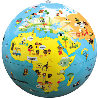 Ballon globe P’tits voyageurs - 30 cm. Le ballon du globe terrestre gonflé avec en grand le continent africain