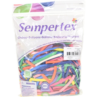 Sachet transparent contenant des ballons latex 260 Fashion Sempertex de couleurs assorties (multicolores)