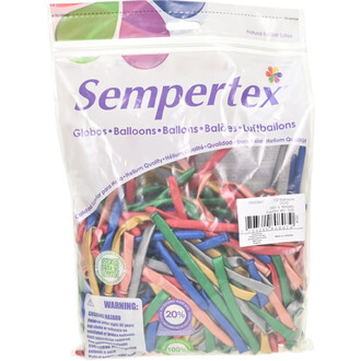 Sac transparent contenant des ballons 260S satin et métalliques assortis Sempertex multicolores