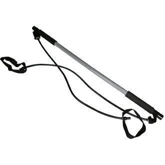 Barre de toning Sarneige avec un corps en aluminium, des poignées en mousse pour un grip confortable, et des sangles noires attachées pour l'entraînement.