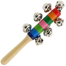 Bâton à Grelots Nino Percussion - Instrument Musique Enfants Dès 3 Ans, Bois Naturel, 1 Grelot