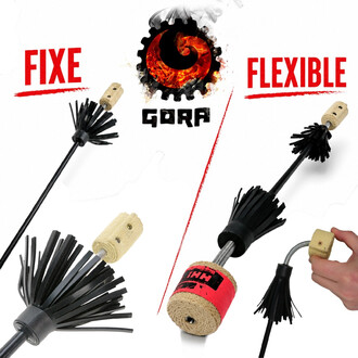 Varetas de flores Gora Fire Flower – conjunto de varetas de flores com pavios/nós pretos com franjas e cabos de corda, logotipo GORA rodeado por chamas no centro sobre um fundo branco.