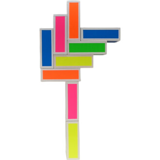 Boîte à cigares fluo Henrys, composée de plusieurs blocs colorés en néon comme le bleu, le rose, le vert, l'orange et le jaune, agencés de manière artistique.