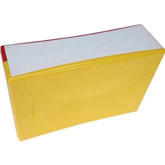 Boîte à Cigare Moreira ND - Standard, en forme rectangulaire avec un couvercle rouge et une base jaune. L'ensemble présente un design lisse et coloré, idéal pour le rangement.
