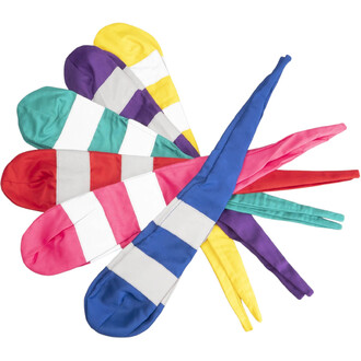 Bolas chaussettes Techno Status multicolores avec bandes centrales grises, disposées en éventail sur fond blanc.