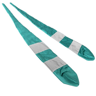 Bolas chaussettes turquoise Techno Status avec bandes argentées réfléchissantes, deux pièces longues et tubulaires utilisées pour jonglerie.