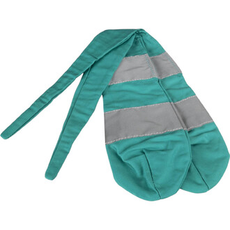 Bolas chaussettes Techno Status en tissu turquoise avec bandes réfléchissantes grises et deux longues sangles, équipement de jonglerie.