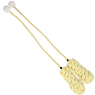 Bolas de jonglerie à feu Nova, composées de deux poids tressés en matériau résistant, reliés par des cordons souples. Les poids sont de couleur claire avec une finition lisse, et chaque extrémité est dotée de boule en plastique blanc.