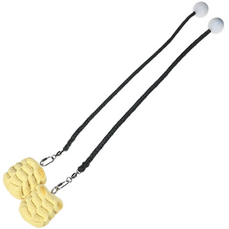 Bolas de feu Twista avec cordon en kevlar noir, comprenant deux têtes jaunes tressées reliées par un cordon noir, avec des embouts blancs.
