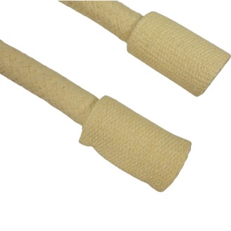 Bolas Snake ⌀25mm montrant deux tiges de couleur beige en matériau tressé, avec des embouts cubiques également en beige, conçus pour le jonglage.