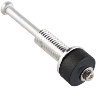 Boulon Cam Fusion 4.0 en acier chromé, tige lisse avec sections filetées et tête noire, vue rapprochée.