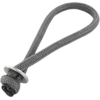 Capsule Loop Flowtoys : boucle en paracorde grise avec nœud et rondelle métallique.