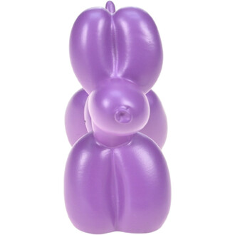 Chien en ballon décoratif violet, sculpture animale en latex.