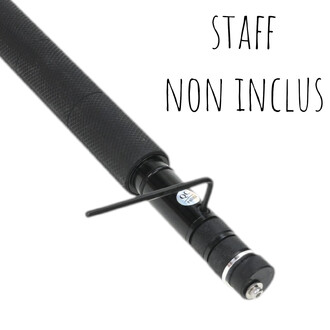 Clé Allen Dragon noire à poignée moletée, avec mécanisme de serrage et vis visibles sur fond blanc.