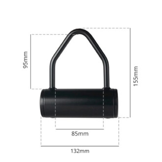Cloche à tissu Prodigy noire avec poignée en U métallique et corps cylindrique; dimensions visibles : hauteur totale 155 mm, largeur totale 132 mm, largeur du cylindre 85 mm, hauteur de la poignée 95 mm.