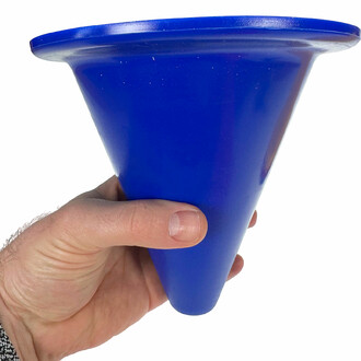 Rigid blue cone 18cm high held in the hand
