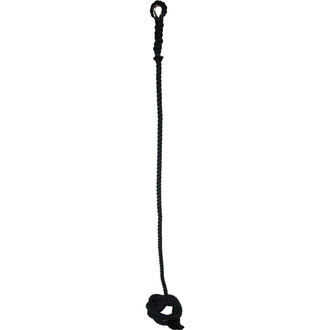 Corde Lisse 3 Plis - Firetoys : image d'une corde noire, lisse et tressée, avec une boucle à une extrémité et une partie enroulée à l'autre extrémité.