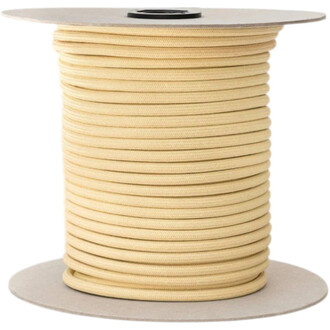 Bobine de corde statique en Kevlar lisse de couleur naturelle beige, non cardée, enroulée autour d'une bobine en carton.