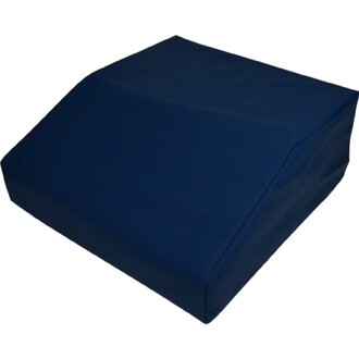 Coussin de soutien avec une surface bleu foncé, conçu pour le maintien de la nuque. Sa forme ergonomique permet un confort optimal.