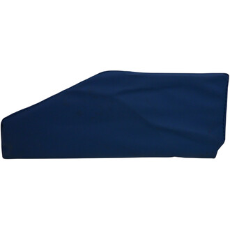 Coussin pour maintien de la nuque de couleur bleu, avec une forme allongée et profilée pour épouser le cou. Le tissu semble doux et flexible, offrant un soutien confortable.