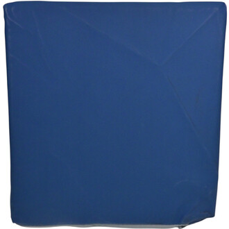 Coussin pour maintien de la nuque de couleur bleue, de forme carrée et de texture lisse.