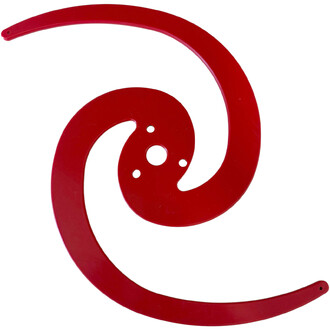Disque en forme de spirale avec une finition rouge, présentant un design moderne et aérodynamique, idéal pour la jonglerie.
