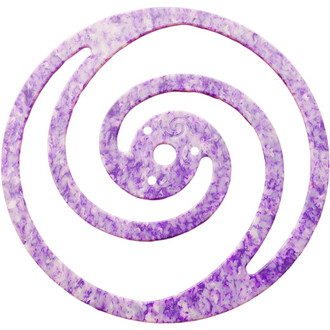 Disque Vortex en forme de spirale, avec un design en dégradé de violet et blanc, présentant des motifs tourbillonnants. Le centre est circulaire avec plusieurs trous.