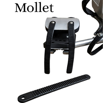 Échelle Snowboard Cirkao noire avec plaque métallique et sangles à dents, accompagnée d’une barre longue à rainures.