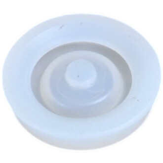 Embout haut blanc pour massue Vision, vue de dessus montrant un disque avec centre bombé et anneaux concentriques.