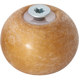 Embout bas PX3/PX4 Play, de forme sphérique avec une surface brun clair, dotée d'une vis en métal chromé au sommet.