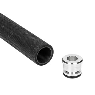 Embout amovible Fusion 22mm Threeworlds noir à texture croisée, accompagné d’un adaptateur métallique argenté.